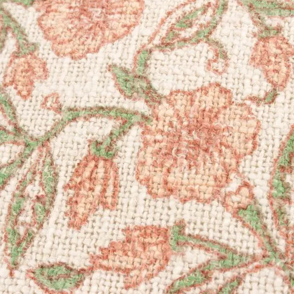 Square Cushion Floral Print - Coral, Cotton