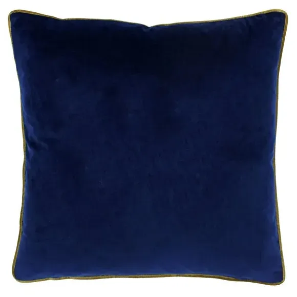 Square Cushion with Bee Embroidery - Blue, Velvet