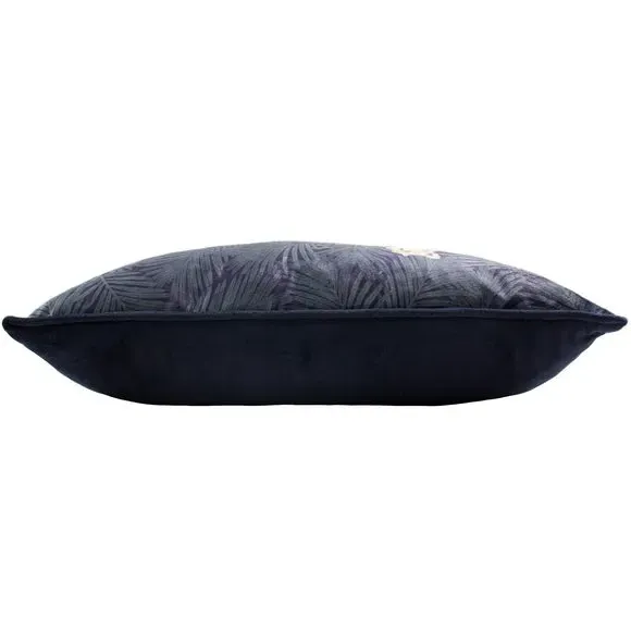 Square Cushion with Cheetah Print - Navy, Velvet