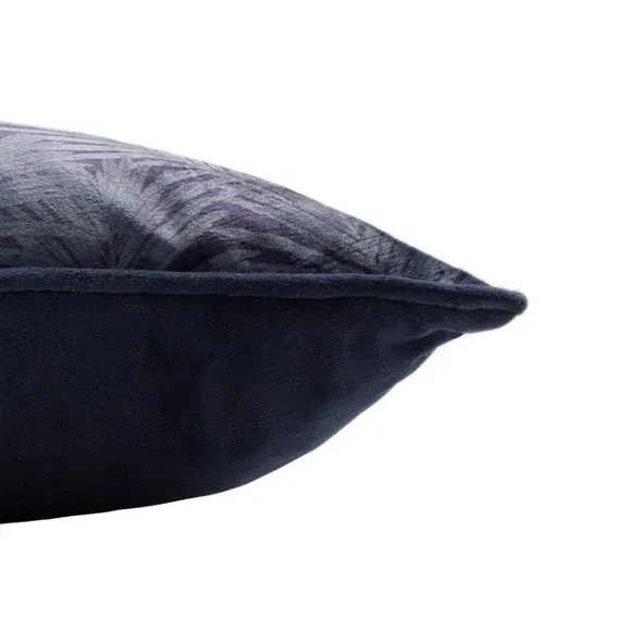 Square Cushion with Cheetah Print - Navy, Velvet