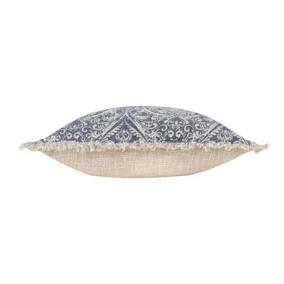 Square Cushion with Damask Pattern - Blue, Cotton