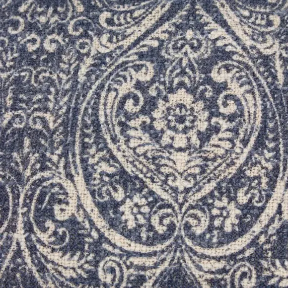 Square Cushion with Damask Pattern - Blue, Cotton