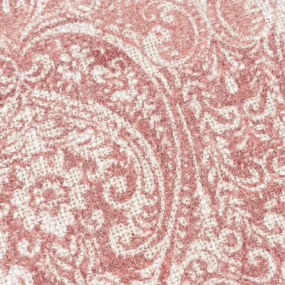Square Cushion with Damask Pattern - Coral, Cotton