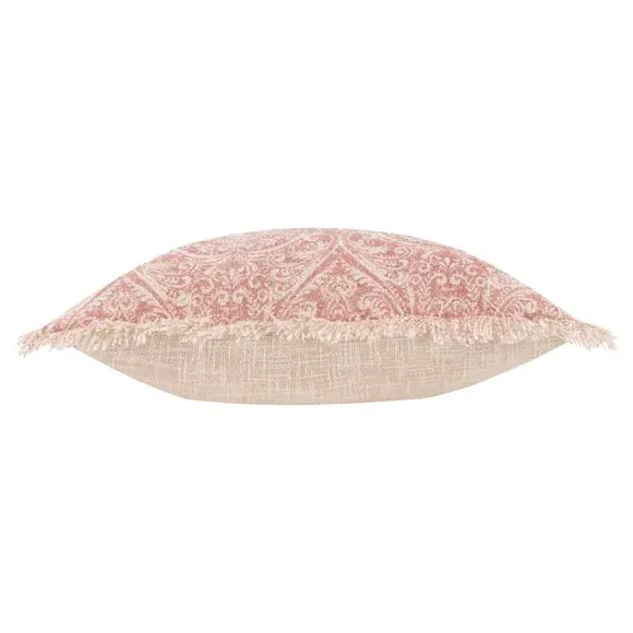 Square Cushion with Damask Pattern - Coral, Cotton