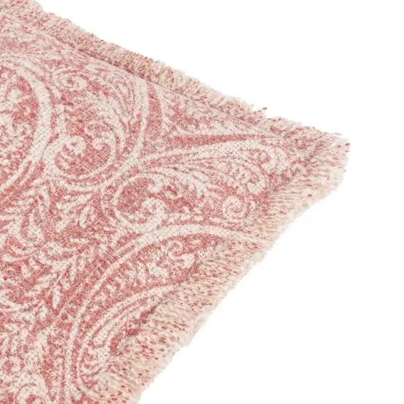 Square Cushion with Damask Pattern - Coral, Cotton