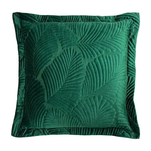 Square Cushion with Embroidery - Emerald, Velvet