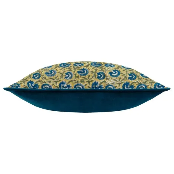 Square Cushion with Piped Edge - Lemon, Velvet