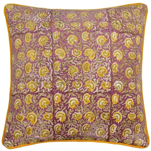 Square Cushion with Piped Edge - Rose Gold, Velvet