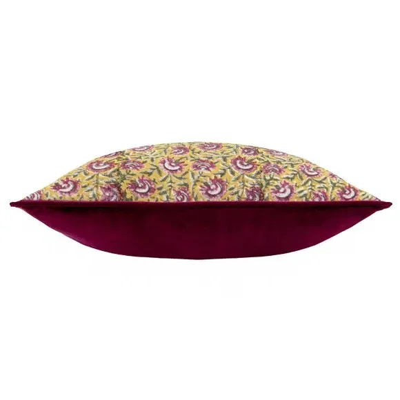 Square Cushion with Piped Edge - Rose, Velvet