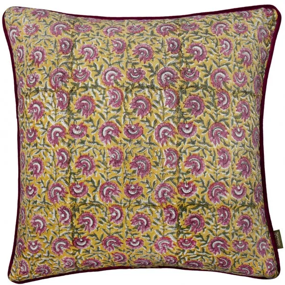 Square Cushion with Piped Edge - Rose, Velvet