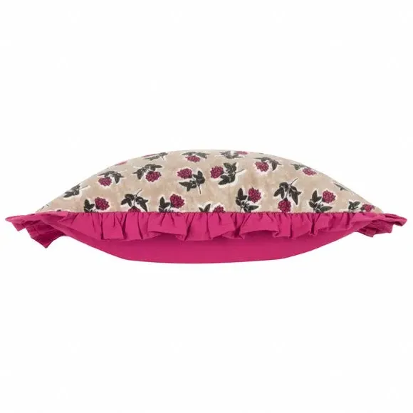 Square Cushion with Ruffle Trim - Violet, Cotton