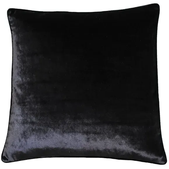 Velvet Cushion with Piped Edge - Black image