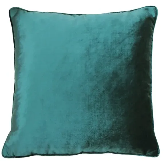 Velvet Cushion with Piped Edge - Jade