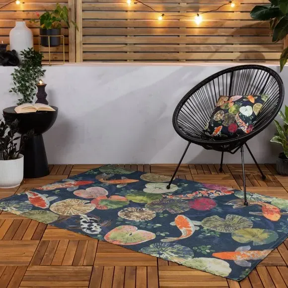 Washable Indoor Outdoor Rug - Blue, Polyester image