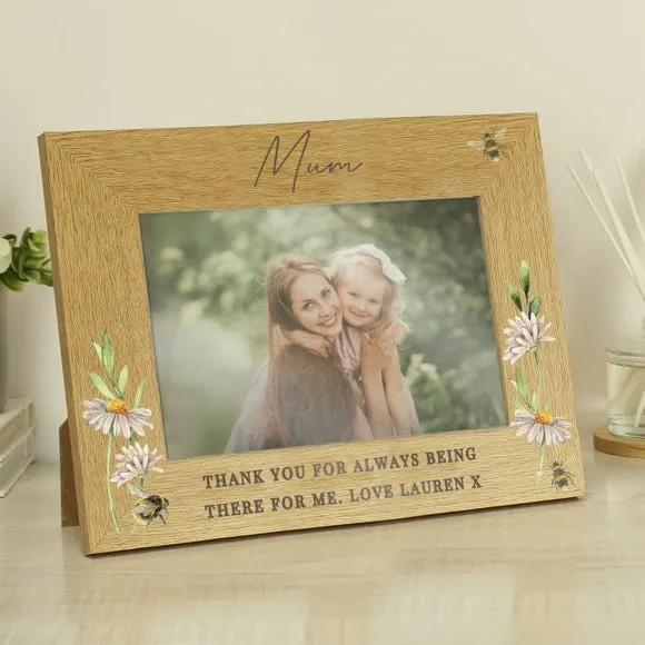 6x4 Photo Frame with Bee Design - Natural, Oak