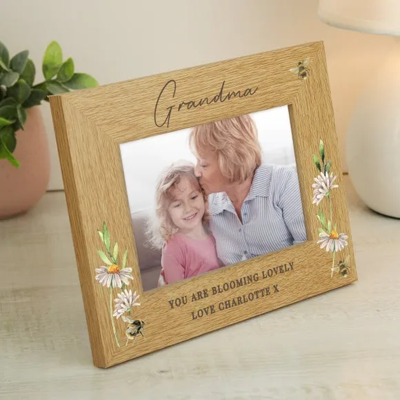 6x4 Photo Frame with Bee Design - Natural, Oak