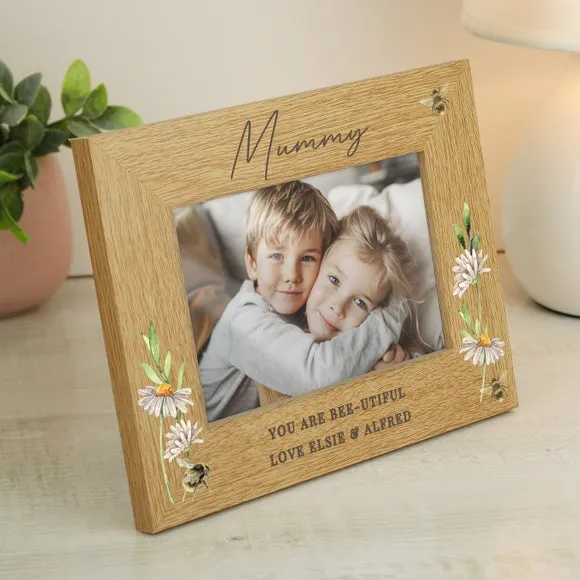 6x4 Photo Frame with Bee Design - Natural, Oak image