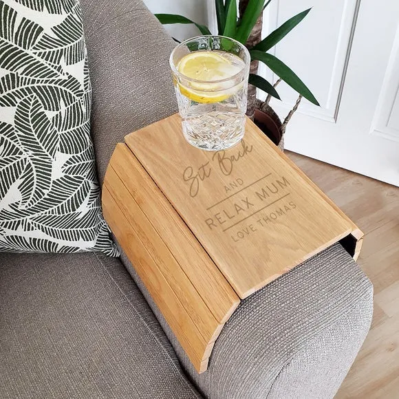 Adjustable Sofa Tray with Personalisation - Natural