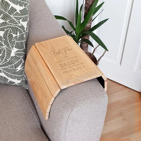 Adjustable Sofa Tray with Personalisation - Natural image