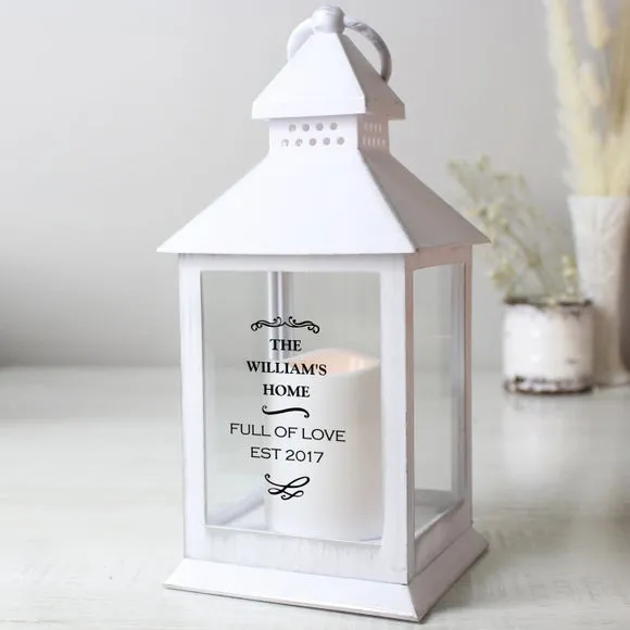 Antique Scroll Lantern with Personalisation - White