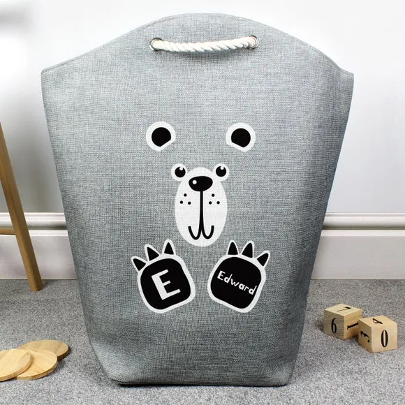 Bear Storage Bag with Personalisation - Grey