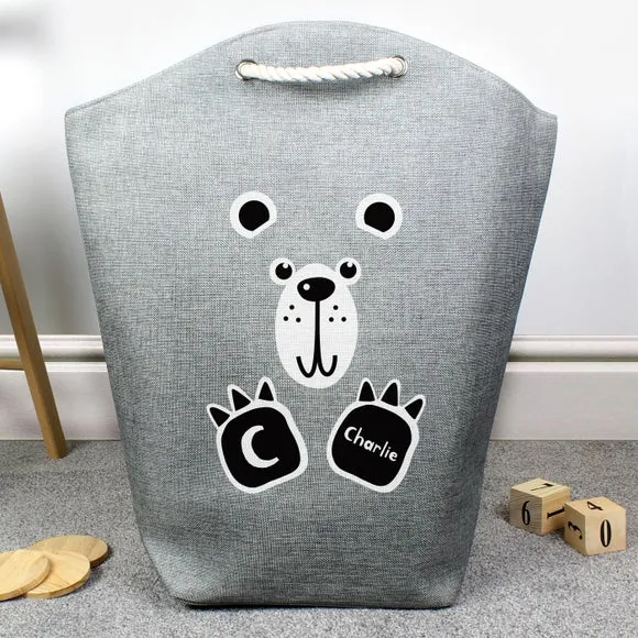 Bear Storage Bag with Personalisation - Grey