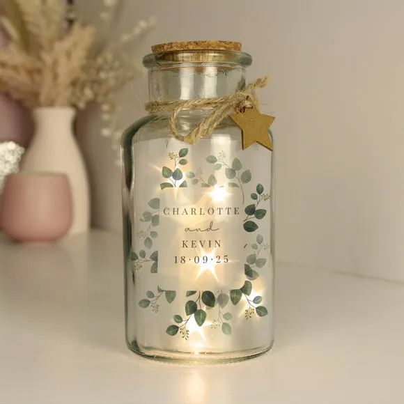 Botanical LED Jar with Personalisation - Clear Glass