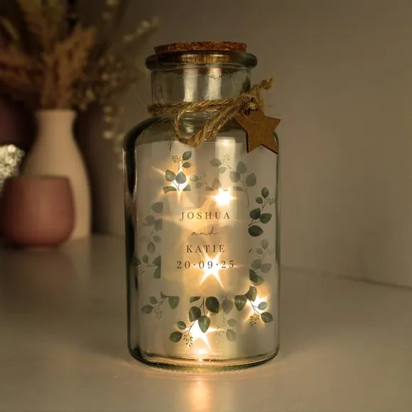 Botanical LED Jar with Personalisation - Clear Glass