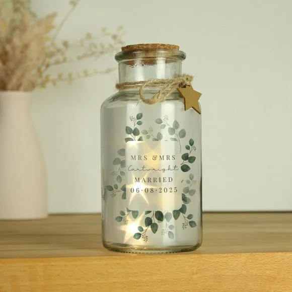 Botanical LED Jar with Personalisation - Clear Glass
