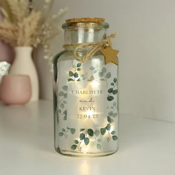 Botanical LED Jar with Personalisation - Clear Glass