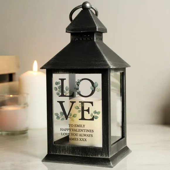 Botanical LED Lantern with Personalisation - Black image