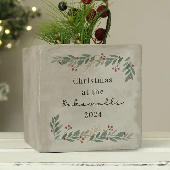 Christmas Foliage Plant Pot - Grey, Concrete