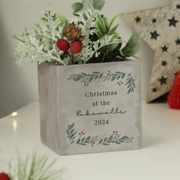 Christmas Foliage Plant Pot - Grey, Concrete