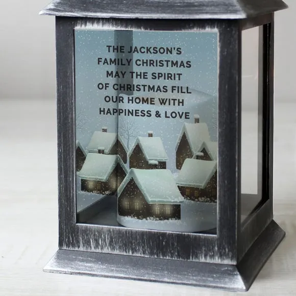 Christmas Town Lantern with Personalisation - Black