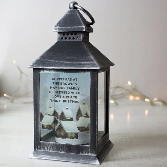 Christmas Town Lantern with Personalisation - Black