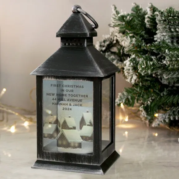 Christmas Town Lantern with Personalisation - Black image