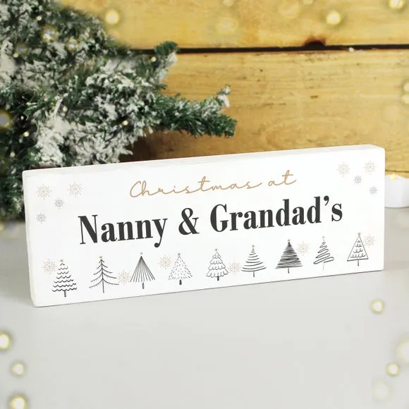 Christmas Tree Mantel Ornament - White, Wood