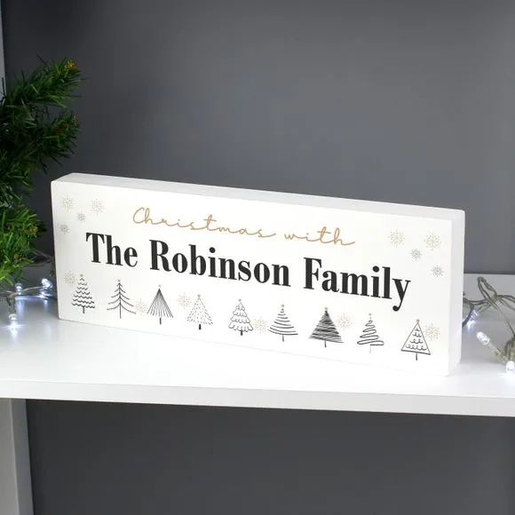 Christmas Tree Mantel Ornament - White, Wood