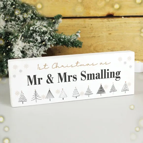 Christmas Tree Mantel Ornament - White, Wood image