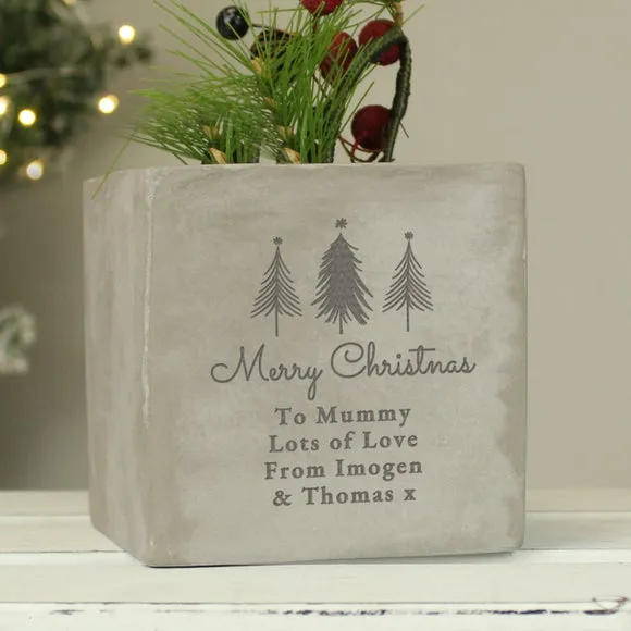 Christmas Tree Plant Pot - Grey, Concrete