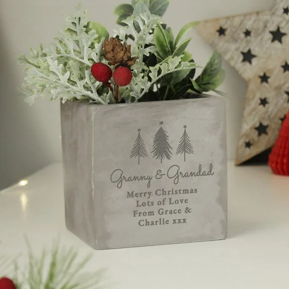 Christmas Tree Plant Pot - Grey, Concrete image