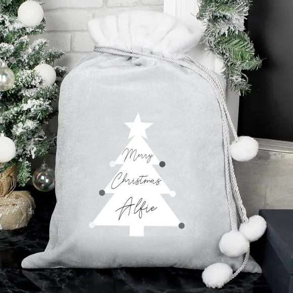 Christmas Tree Sack with Pom Pom - Grey image
