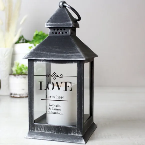 Diamond Lantern with Personalisation - Black