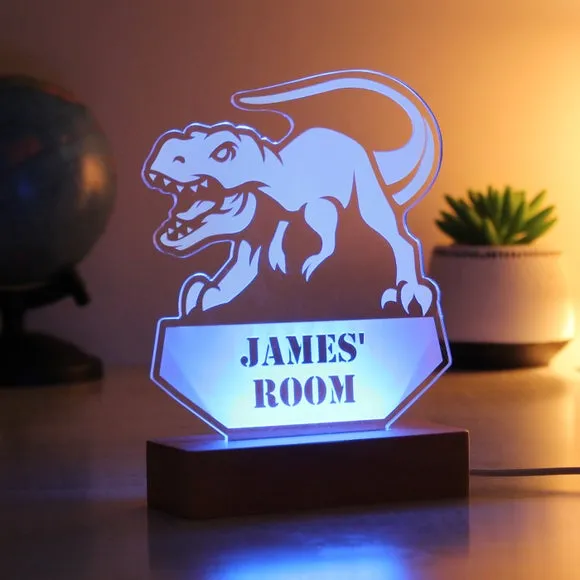 Dinosaur LED Light with Base - Natural, Wood