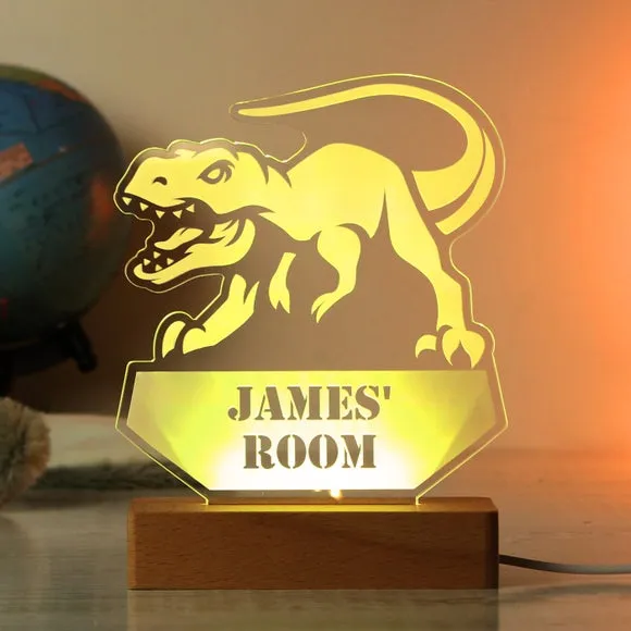 Dinosaur LED Light with Base - Natural, Wood