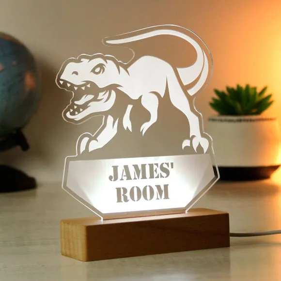 Dinosaur LED Light with Base - Natural, Wood image