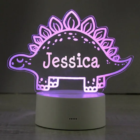 Dinosaur LED Night Light - White, Personalised