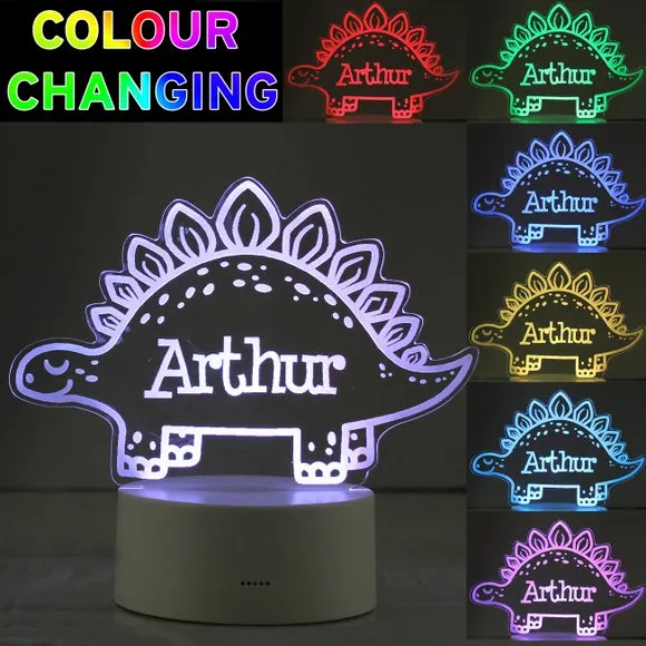 Dinosaur LED Night Light - White, Personalised