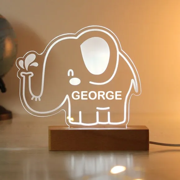 Elephant LED Night Light - Natural, Wood