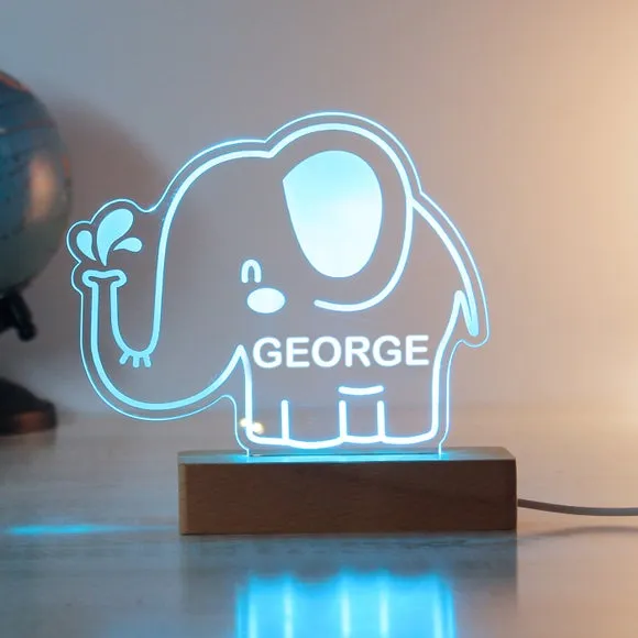 Elephant LED Night Light - Natural, Wood